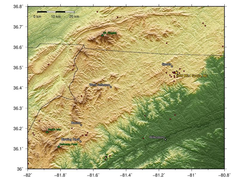 Sparta NC earthquake aftershocks