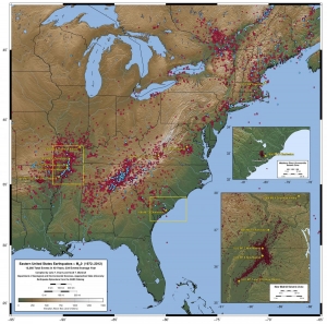 Eastern US earthquake epicenters