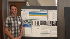 Jacob Pratt presents his research on glacial sediments