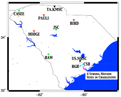 South Carolina Seismic Network (SCSN)map